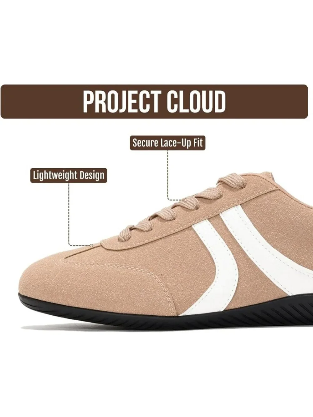 Women's Tan Non-Slip Barefoot Soft Memory Foam Soft Memory Foam Casual Sneakers
